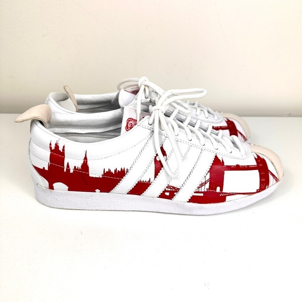 Adidas Originals Gazelle Vintage London Sneakers Size 8.5 Men Red/White - Picture 2 of 12
